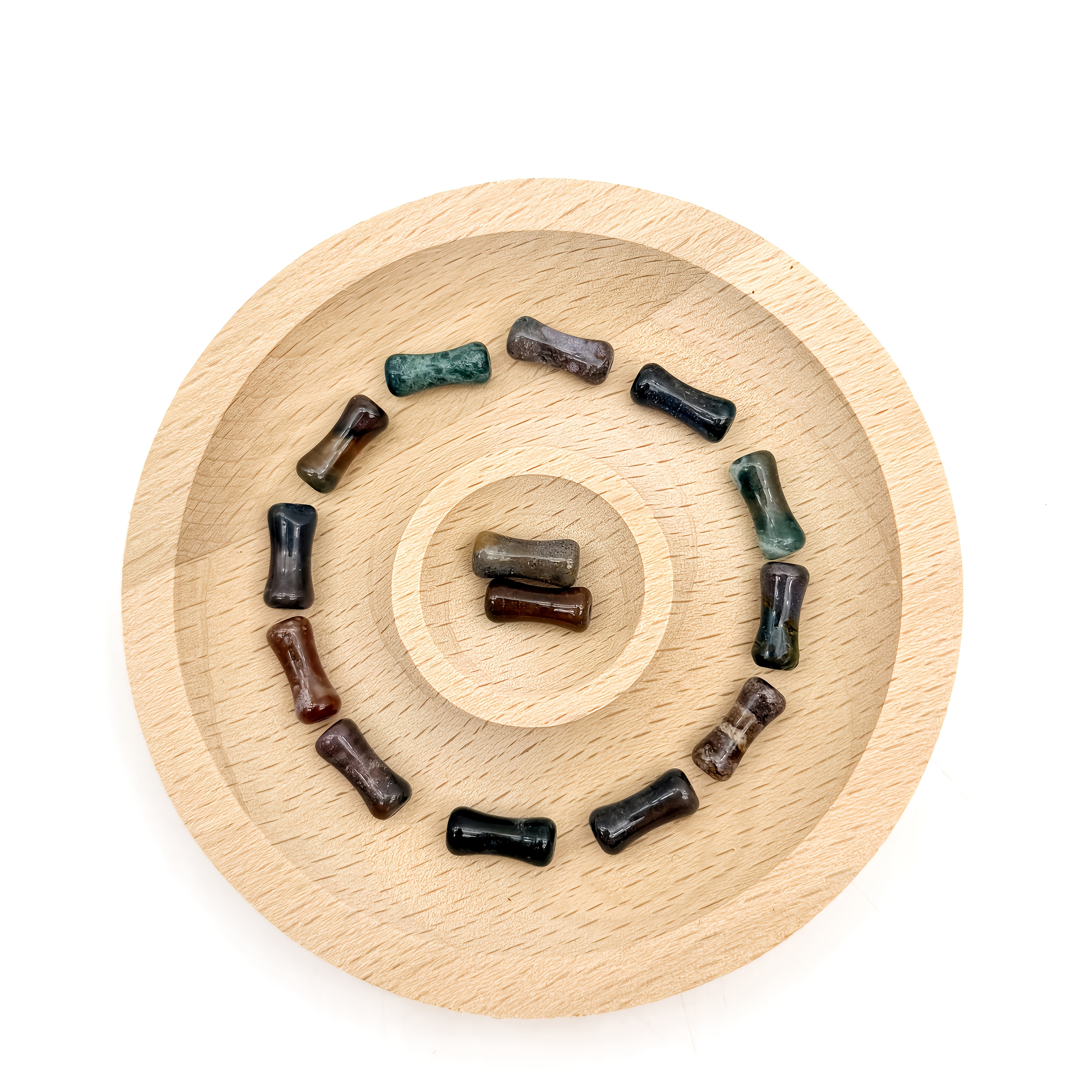 Natural Indian Agate Bamboo Rayon Joint Loose Beads